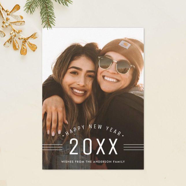 Minimalistiskt Gott nytt år-fotokort Julkort (Skapare uppladdad)
