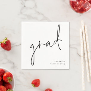 Minimalistiskt Grad Black Script Namn-år Studenten Pappersservett