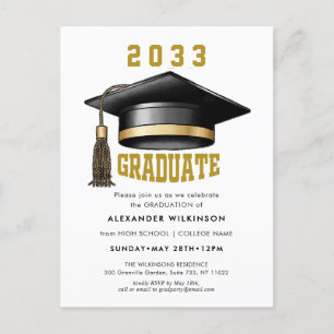 Minimalistiskt GRAD Cap Studenten med det moderna Inbjudan Vykort