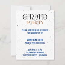 Minimalistiskt Grad Party Blue Black & White-skrip