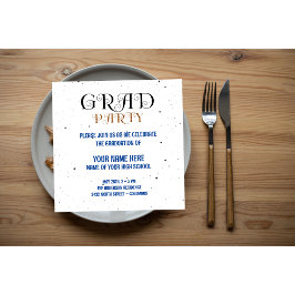 Minimalistiskt Grad Party Blue Black & White-skrip Tilläggskort