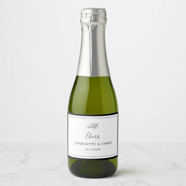 Minimalistiskt Gräns Foliage Löv Sparkling Vin Lab (Framsida)