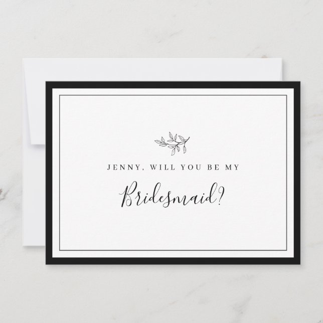 Minimalistiskt Gräns Löv Bridesmaid Frieri kort (Framsida)