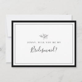 Minimalistiskt Gräns Löv Bridesmaid Frieri kort