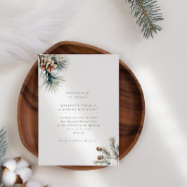 Minimalistiskt Gräs Löv & Gräs Cones Winter Weddin Inbjudningar