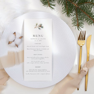 Minimalistiskt Gräs Löv & Gräs Cones Winter Weddin Meny