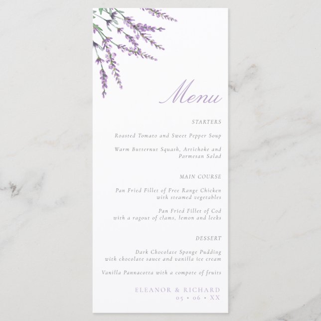 Minimalistiskt Gräs Löv & Gräs Cones Winter Weddin Meny (Framsida)