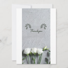 Minimalistiskt grått blommigt tackkort – Elegant W Tack Kort