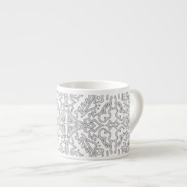 Minimalistiskt grått blommönster espressomugg