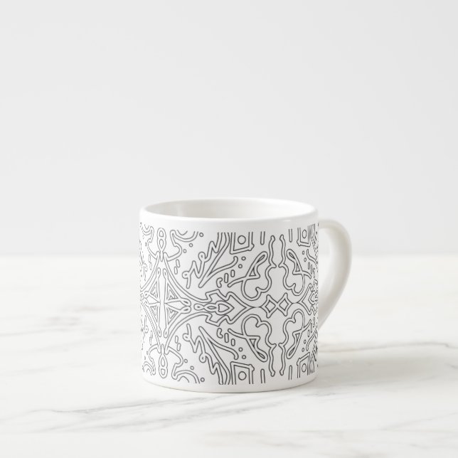 Minimalistiskt grått blommönster espressomugg (Framsida höger)