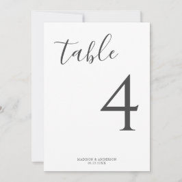 Minimalistiskt Grått Calligraphy Bröllop Bordsnumm