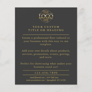 Minimalistiskt Grått & Guld Business Logotyp-främj Flygblad