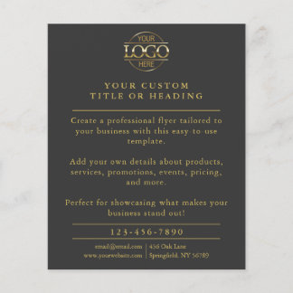 Minimalistiskt Grått & Guld Business Logotyp-främj Flygblad