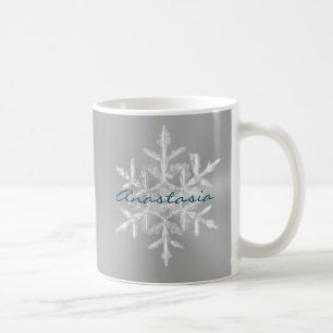 Minimalistiskt Grått Låt det snöa Namn Snowflak Kaffemugg