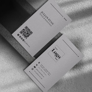 Minimalistiskt Grått LinkedIn QR-kod Visitkort
