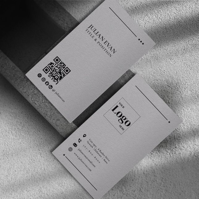 Minimalistiskt Grått LinkedIn QR-kod Visitkort (Skapare uppladdad)