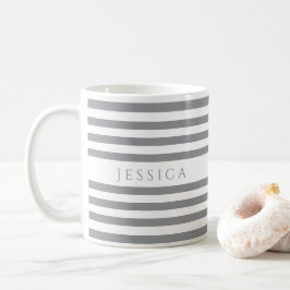 Minimalistiskt grått randigt mönster namn kaffemugg