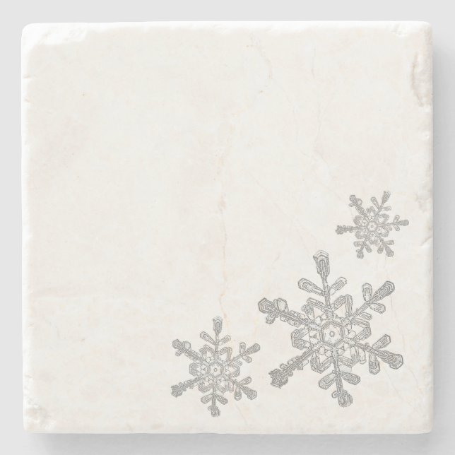 Minimalistiskt Grått Real Snowflake Stone Underläg Stenunderlägg (Framsidan)