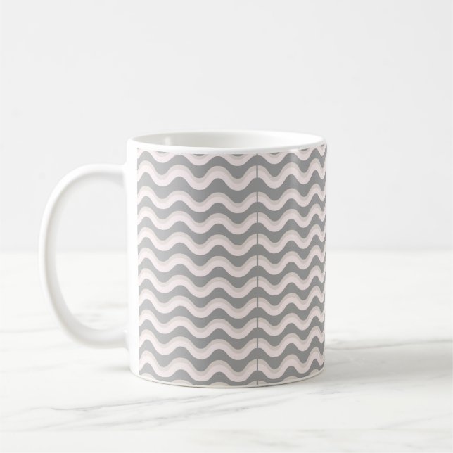 Minimalistiskt Grått vågigt linje mönster Kaffemugg (Vänster)