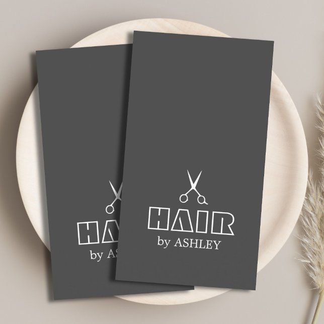 Minimalistiskt Grått White Hairstylist/Salon Visitkort (Skapare uppladdad)