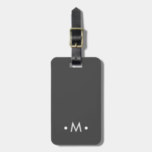 Minimalistiskt Grått White Lodrät Monogram Dotfor Bagagebricka