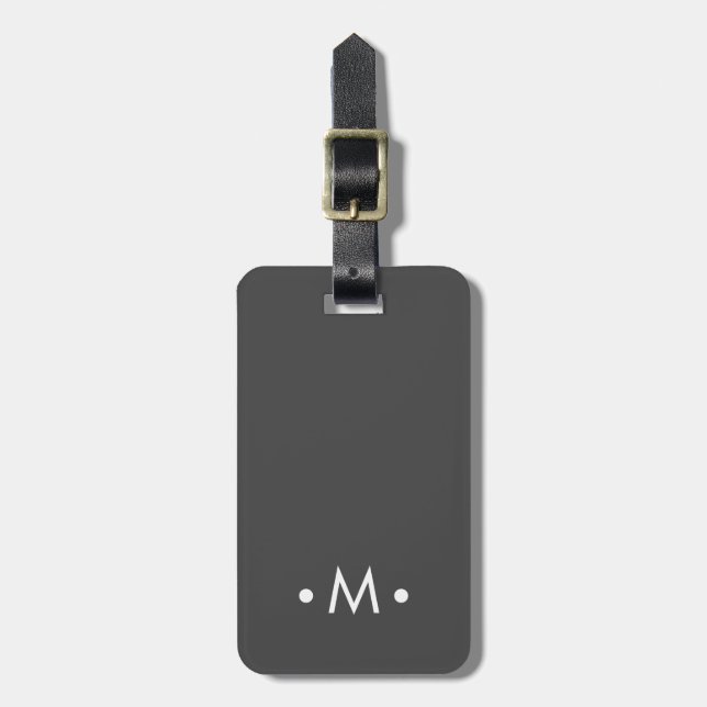 Minimalistiskt Grått White Lodrät Monogram Dotfor  Bagagebricka (Vertikal Framsida)