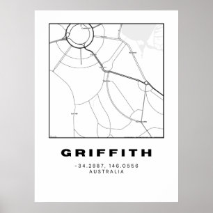 Minimalistiskt Griffith Karta med koordinater   Sv Poster
