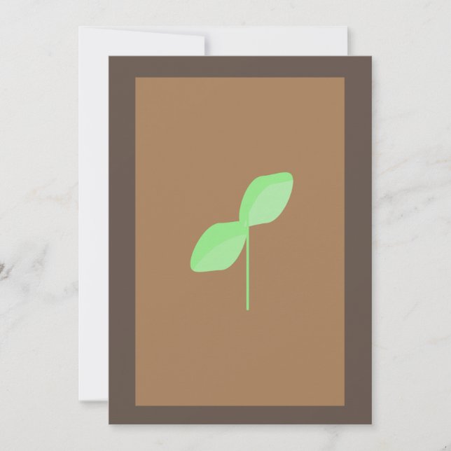 Minimalistiskt Grönt Blad Brun Grattiskort (Framsida)