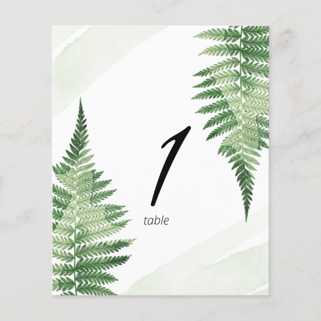 Minimalistiskt Grönt Fern-Bordsnummer (Framsida)
