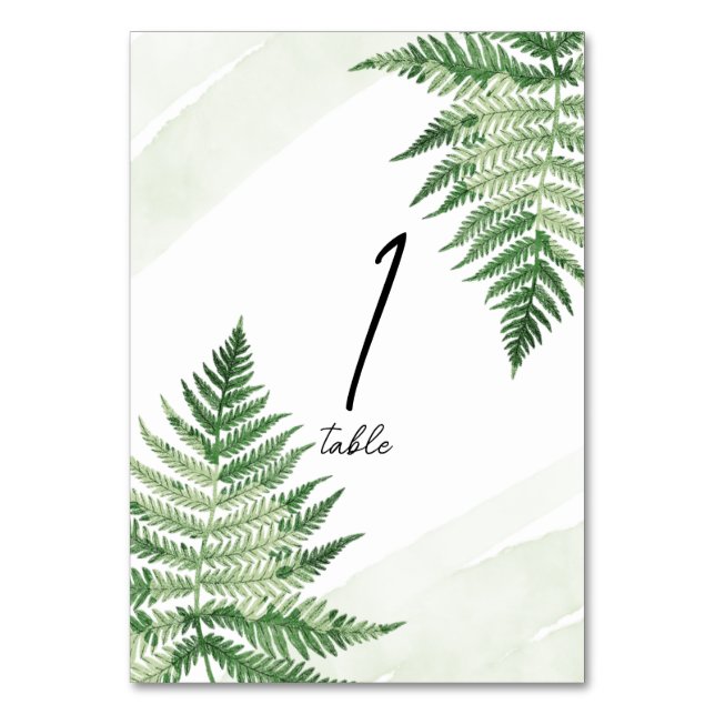 Minimalistiskt Grönt Fern-Bordsnummer Bordsnummer (Framsidan)