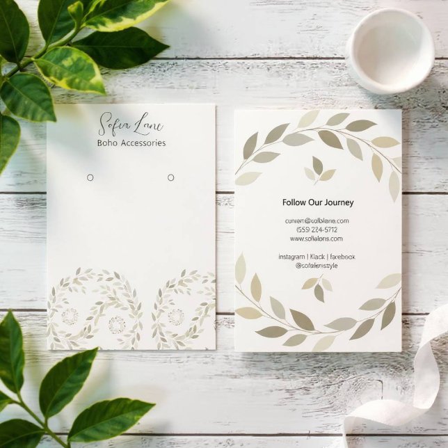 Minimalistiskt Grönt Yin-Yang Art Card Visitkort (Yin-Yang Foliage)