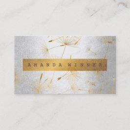 Minimalistiskt grungy Guld Dandelion Confetti Silv Visitkort