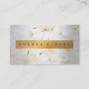 Minimalistiskt grungy Guld Dandelion Confetti Silv Visitkort