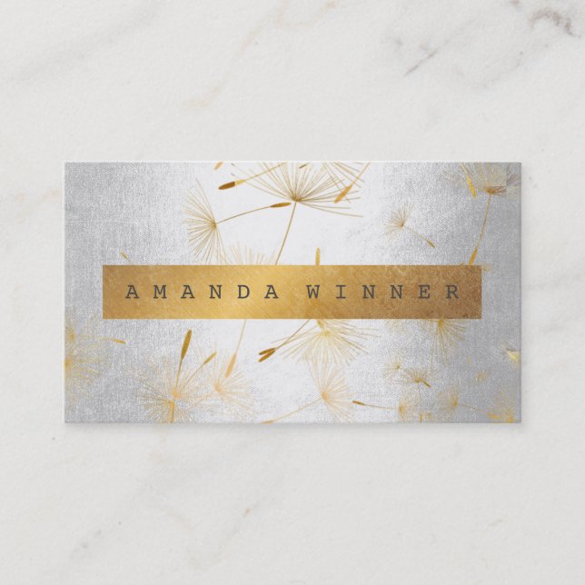 Minimalistiskt grungy Guld Dandelion Confetti Silv Visitkort (Framsida)