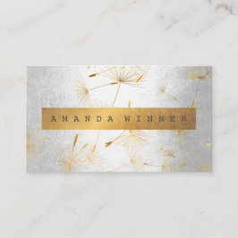 Minimalistiskt grungy Guld Dandelion Confetti Silv Visitkort