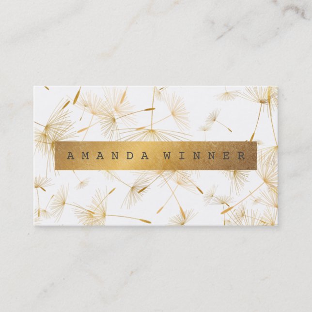 Minimalistiskt grungy Guld Dandelion Confetti Vip Visitkort (Framsida)