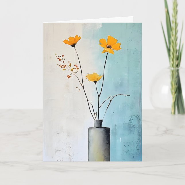 Minimalistiskt Gula blommor Mors dag Helgkort (Framsida)