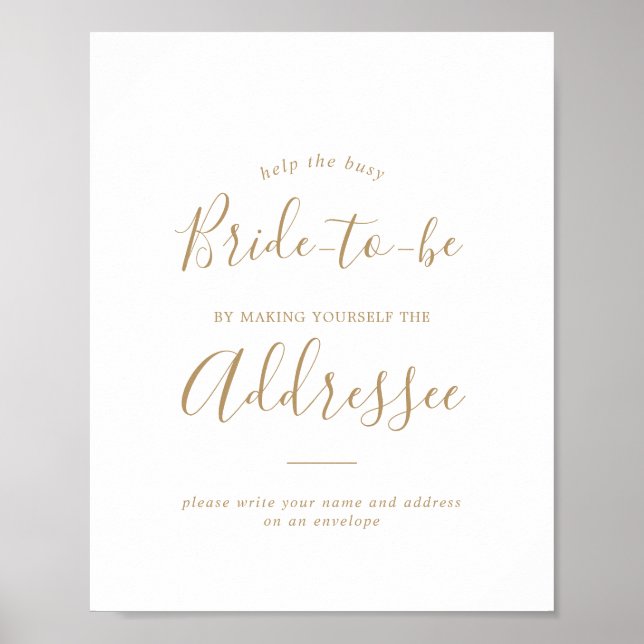 Minimalistiskt guld adressera ett kuvert tecken poster (Framsidan)