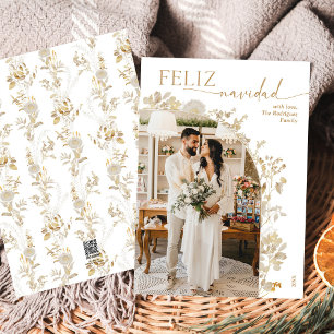 Minimalistiskt Guld Arch Photo Feliz Navidad-kort Julkort