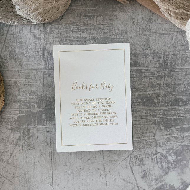 Minimalistiskt Guld Baby Shower Bokar för Baby Tilläggskort (Skapare uppladdad)