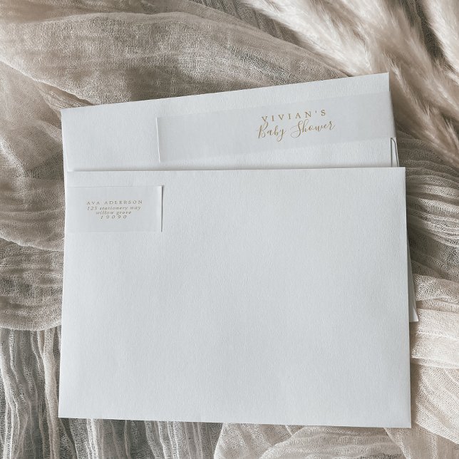 Minimalistiskt Guld babykläder, figursättning runt Etikettband (Skapare uppladdad)