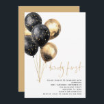 Minimalistiskt Guld Black Balloons 21:a Party Inbjudningar<br><div class="desc">Minimalistiska Guld Black Balloons 21:a Party. Tillgänglig digitalt och utskriven. Ett gäng ballonger i en blandning av svart och guld är till lämnat och tjugoförsta är i ett modernt handskriftsformat stil. Anpassa enkelt resten av texten till din egen.</div>