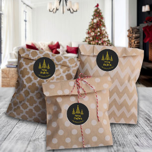Minimalistiskt Guld Black God jul Runt Klistermärke