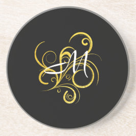 Minimalistiskt Guld Black Monogram Underlägg