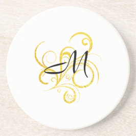 Minimalistiskt Guld Black Monogram Underlägg
