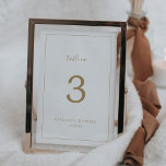 Minimalistiskt Guld-Bordsnummer Bordsnummer<br><div class="desc">Detta minimalistiska bordsnummer i guld är perfekt för ett enkelt bröllop. Den moderna romantiska designen har klassisk guld och vit typografi parad med en rografi av rustik men elegant med vintage hand-bokstäver i stil. Anpassade i alla färg. Behålla designen enkel och elegant, som den är, eller anpassa den genom att...</div>