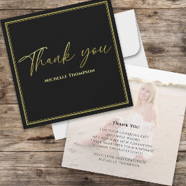 Minimalistiskt Guld Calligraphy Photo Vellum Tack Kort
