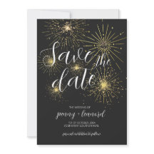 Minimalistiskt Guld Fireworks sparar datum