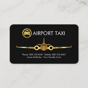 Minimalistiskt Guld Flygplan Flygplats Taxi Visitkort
