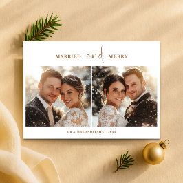 Minimalistiskt Guld-gift och God jul-foto Julkort
